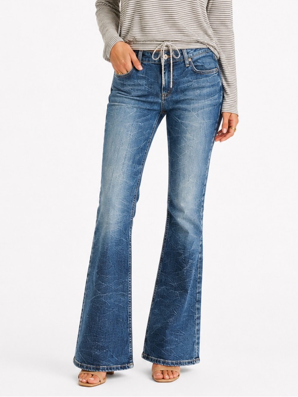 Arizona Jean Co Ombre Flare Bootcut Jeans Denim Blue Y2K Sz 15